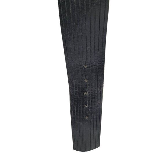 Vintage Echo Belt Black‎ Genuine Leather Wide Tooled Striped Silver Peg Buckle S